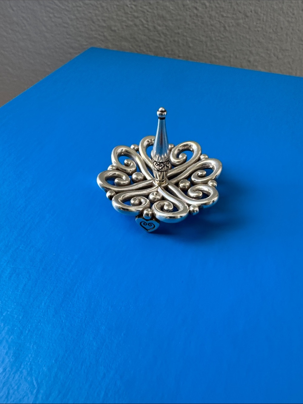 Brighton Silver Filigree Ring Holder with Heart Charm